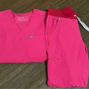 Figs Pink Scrubs Top & Bottom